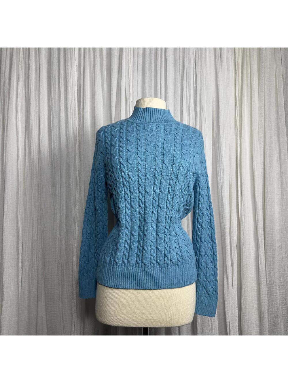 Classic Preppy Y2K Blue Cable Knit Sweater (PXL)